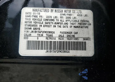 2015 Infiniti Q50 Base from USA, damaged, VIN JN1BV7AP2FM338924
